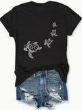 Women's Turtle Print T-Shirt Short Sleeve Round Neck Casual Daily Wear Top Black White Gray S-XXL