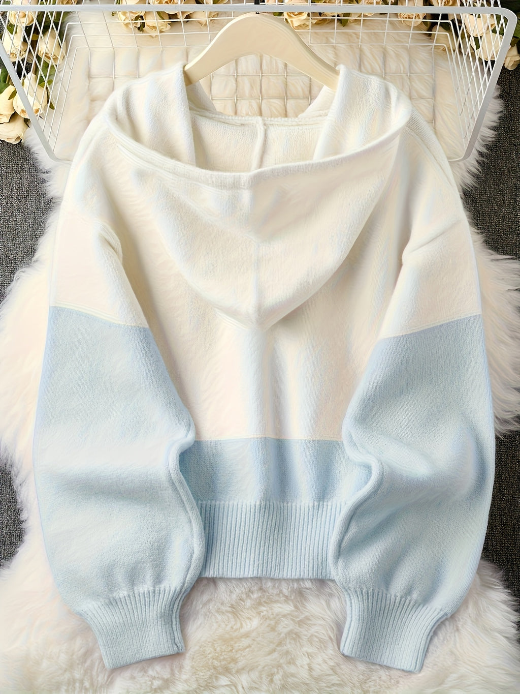 Color-Block Hoodie Cardigan Women's Yellow White Sporty Short Jacket | Casual Loose Zip-Up Top for Spring Summer Daily Wear Campus Streetwear