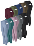 10pcs Solid Color High Waisted Leggings for Women – Cropped Tight Leggings with 2 Pockets, Multicolor