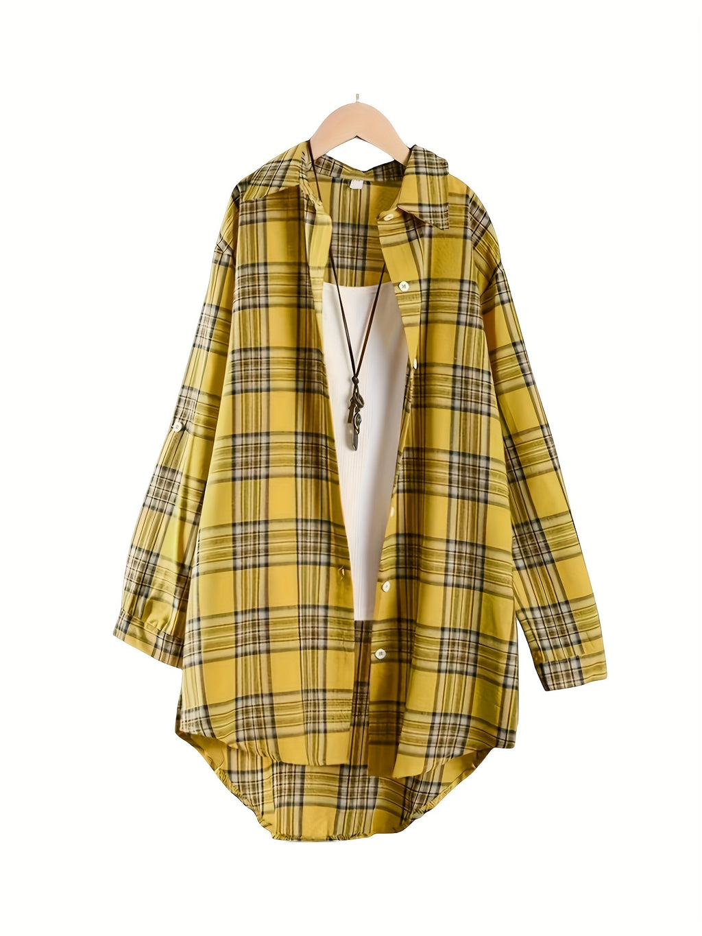 Women's Plaid Shirt Loose Fit Mid-Length All Season Casual Daily Wear Commute Holiday Outing Top