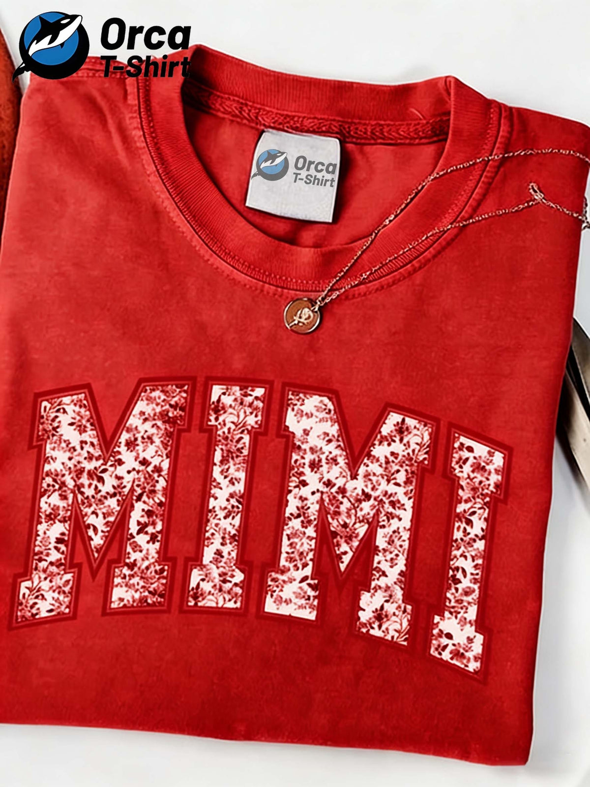 Floral MIMI Print Women T-Shirt Short Sleeve Loose Crew Neck Casual Graphic Tee Breathable Lightweight Everyday Top