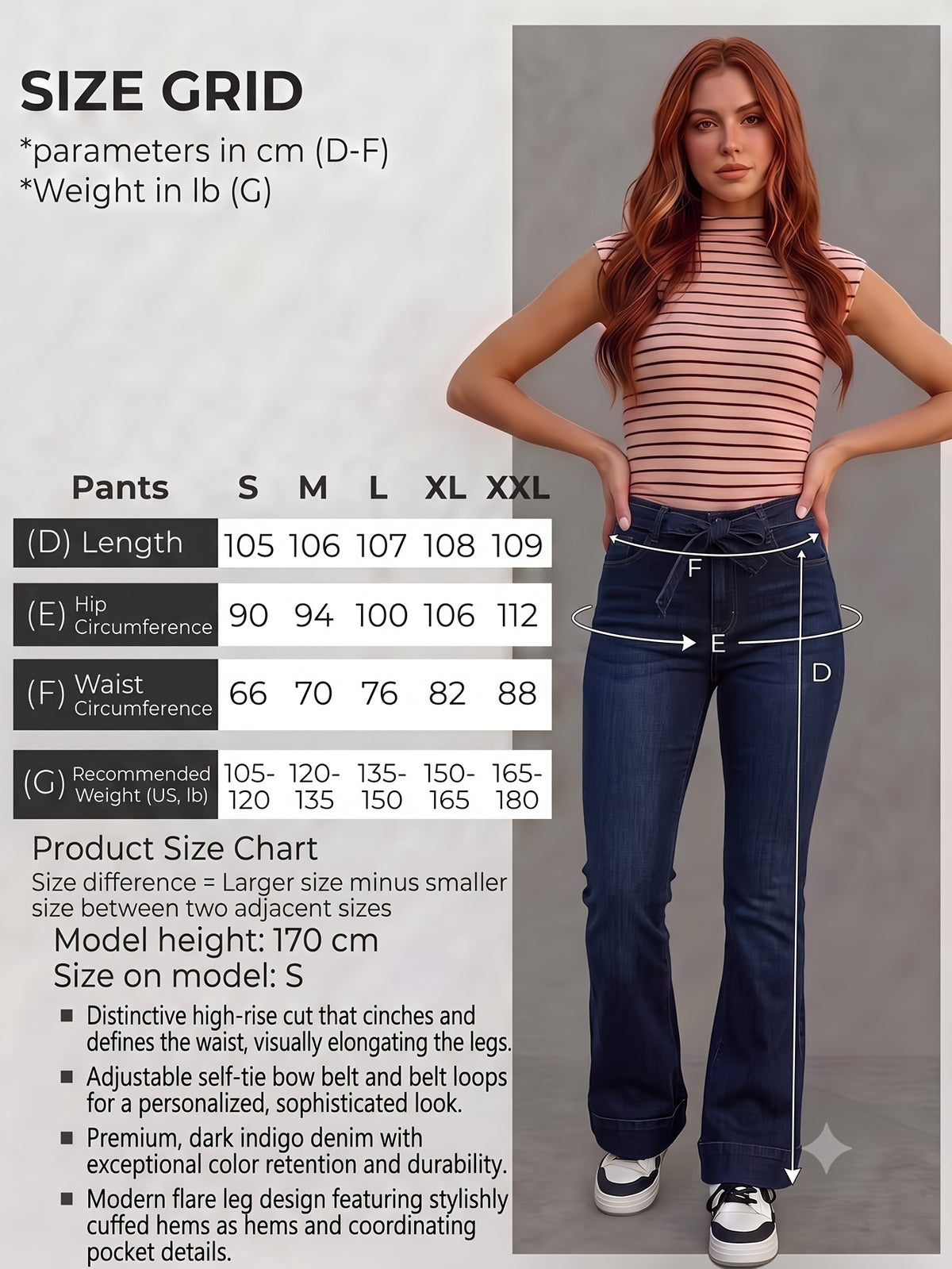 High Waist Flared Wide Leg Jeans Women Retro 70s Style Ripped Elastic Waistband Belt Accent Loose Fit Casual Cocktail Party Blue S-XXL
