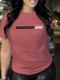 Women's Anime Alphabet Graphic Print Round Neck T-Shirt 180g Short Sleeve Smooth Knit Casual Spring Summer Tee