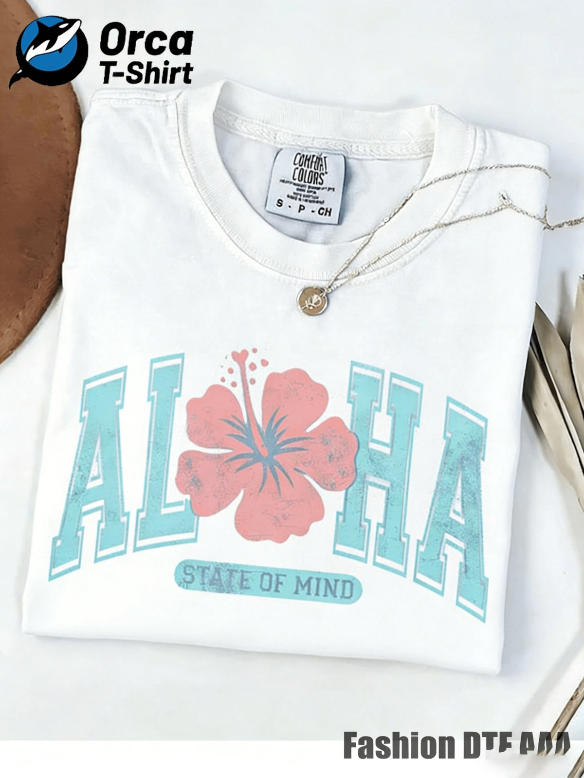 Women's Aloha Hibiscus Graphic Print T-Shirt 100% Cotton Crew Neck Short Sleeve Summer Beach Casual Tee