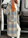 Plaid Color Block Velvet Home Jacket Women Warm Long Coat Cute Sweet Lounge Wear Autumn Winter Pink Grey Black S-XL