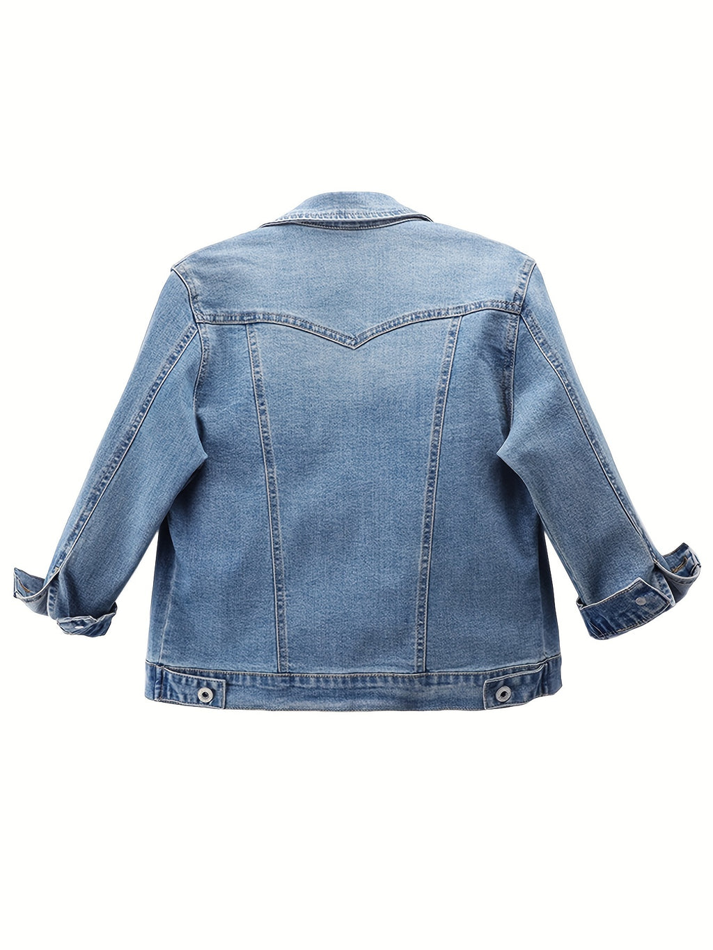 Vintage Wash Cropped Denim Jacket Women Slim Fit Button-Up Casual Spring Fall Layering Dark Blue Medium Blue S-XXL