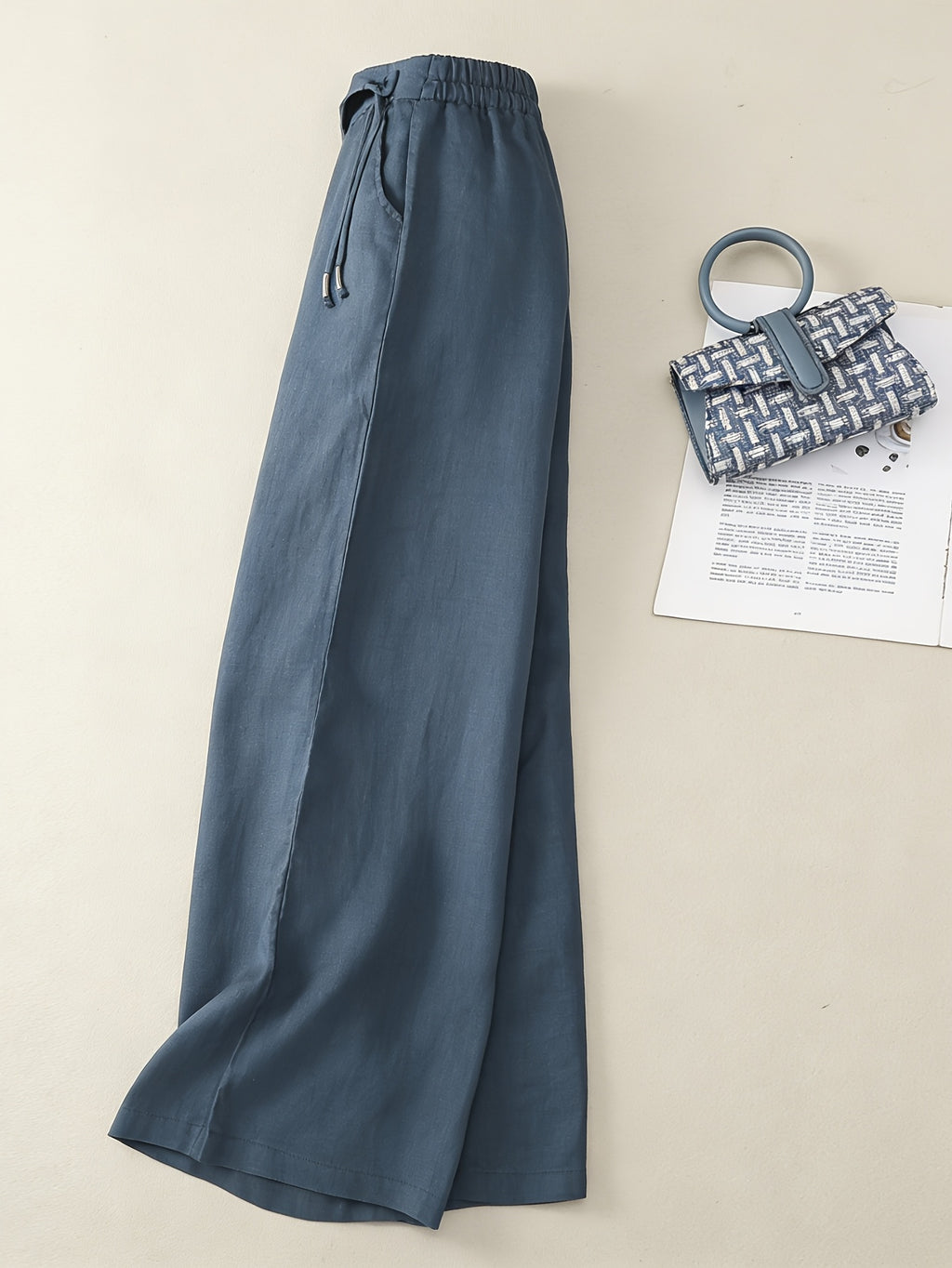 Retro Wide Leg Pants Women High Waist Loose Drape Casual Vintage Style Flowy Trousers Spring Summer Comfortable