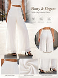 High Waist Flowy Palazzo Pants Women Floor Length Anti See Through Elastic Waist Wide Leg Breathable Lightweight Work Travel Summer