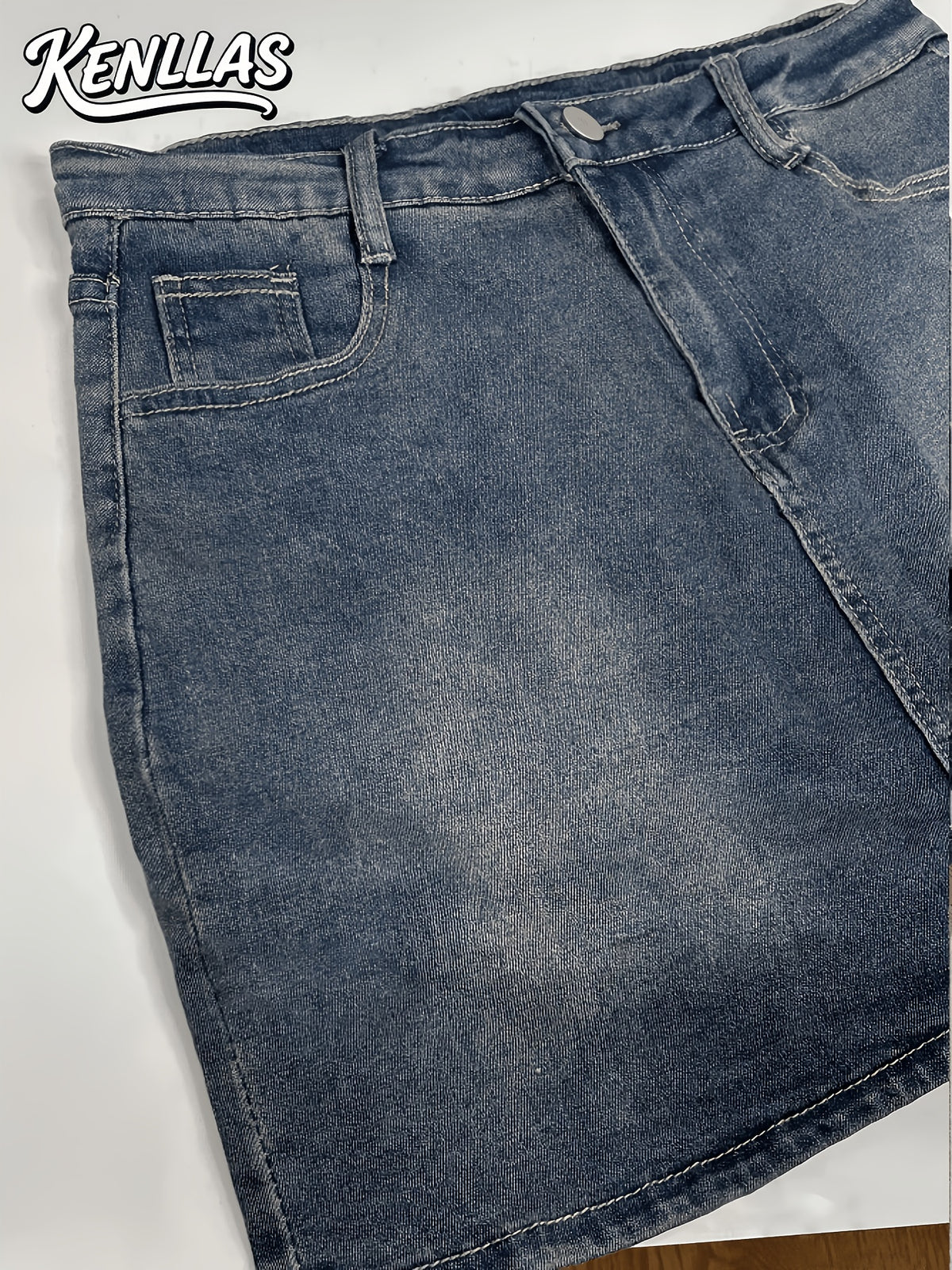 Y2K High Waist Denim Mini Skirt Slim Fit Sexy Hip Hugging Hot Pants Style High Elasticity Unique Pocket Blue Women