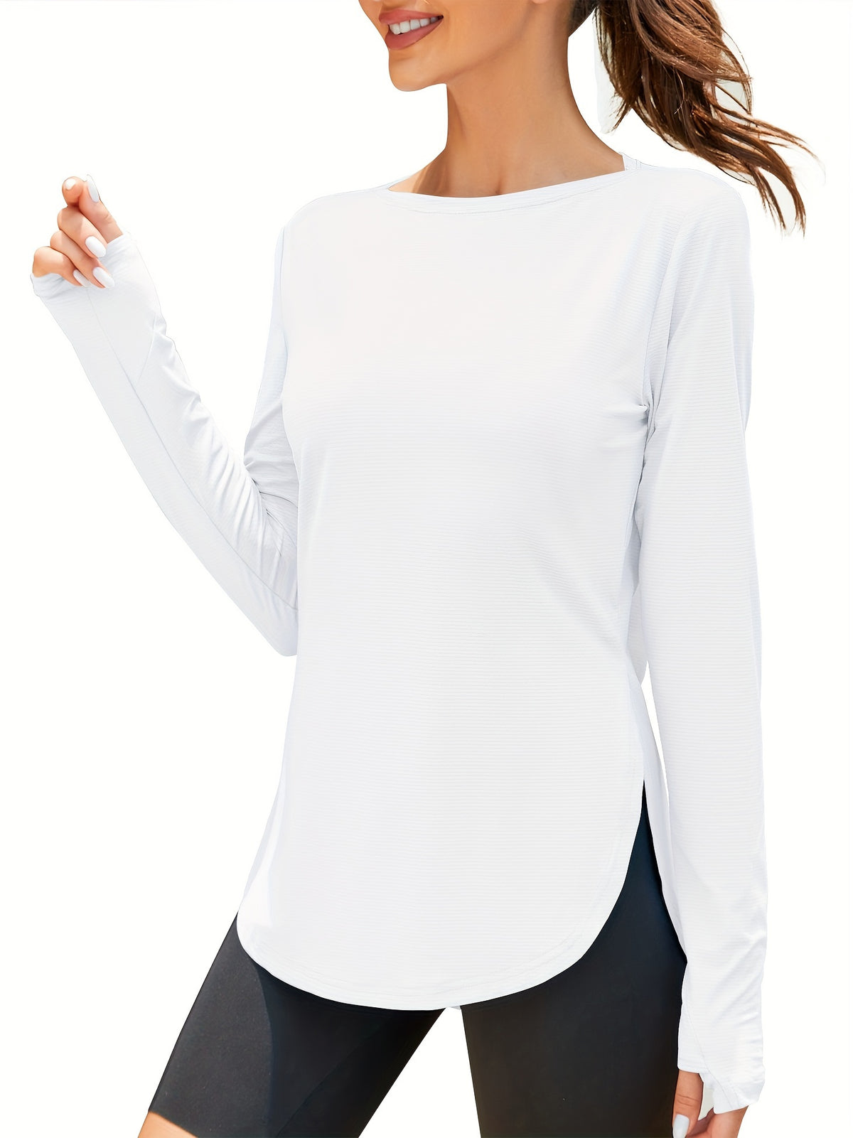 UPF 50+ Long Sleeve Shirt Women Lightweight Sun Protection Workout Athletic Outdoor Running Top Quick Dry S M L XL XXL