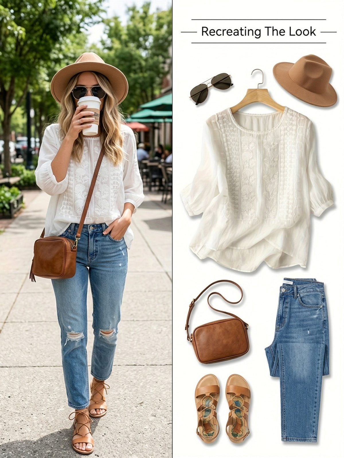 Boho Floral Embroidered Blouse Women V-Neck 3/4 Sleeve Loose Cotton Top Casual Applique All-Season Stretch Shirt S-XXL