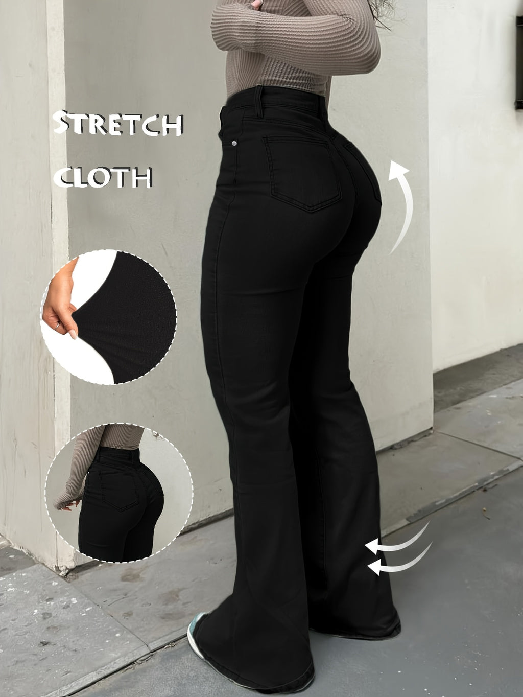 Women's Y2K Straight Leg Denim Pants High Elastic Vintage Street Style Solid Color Long Jeans Versatile Trendy Fashion Bottoms