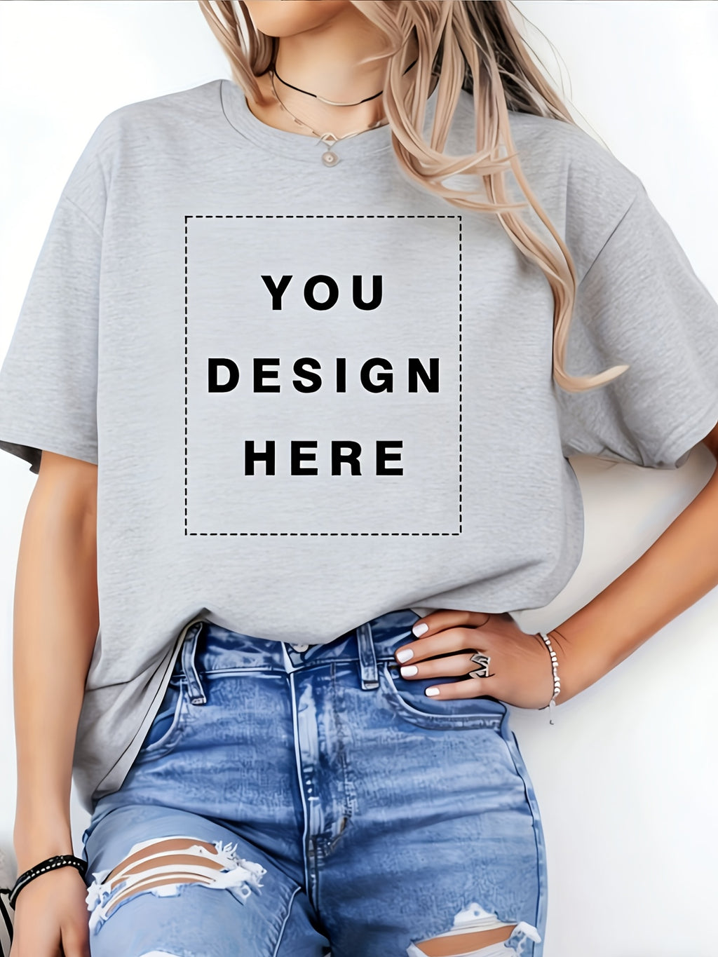 Custom Women's T-Shirt Personalized Photo Text Short Sleeve Round Neck Casual Tee Gift for Birthday Halloween Christmas Party S-XXL