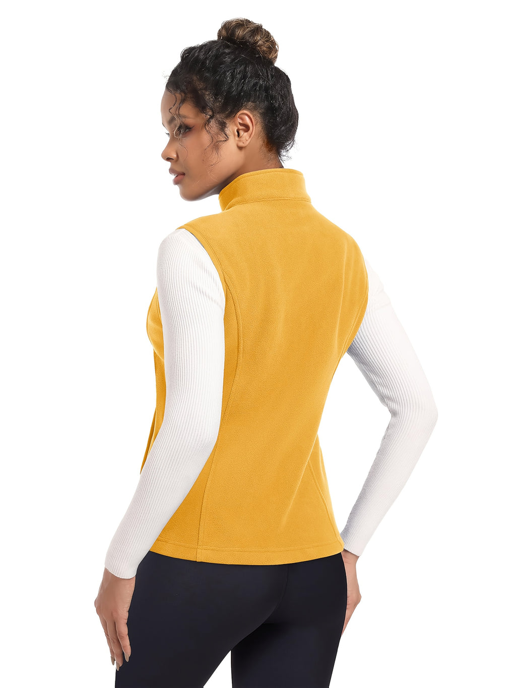 Women's Fleece Zip Vest Lightweight Warm Sleeveless Jacket Stand Collar 4 Pockets Windproof Outdoor Vest S-XXL