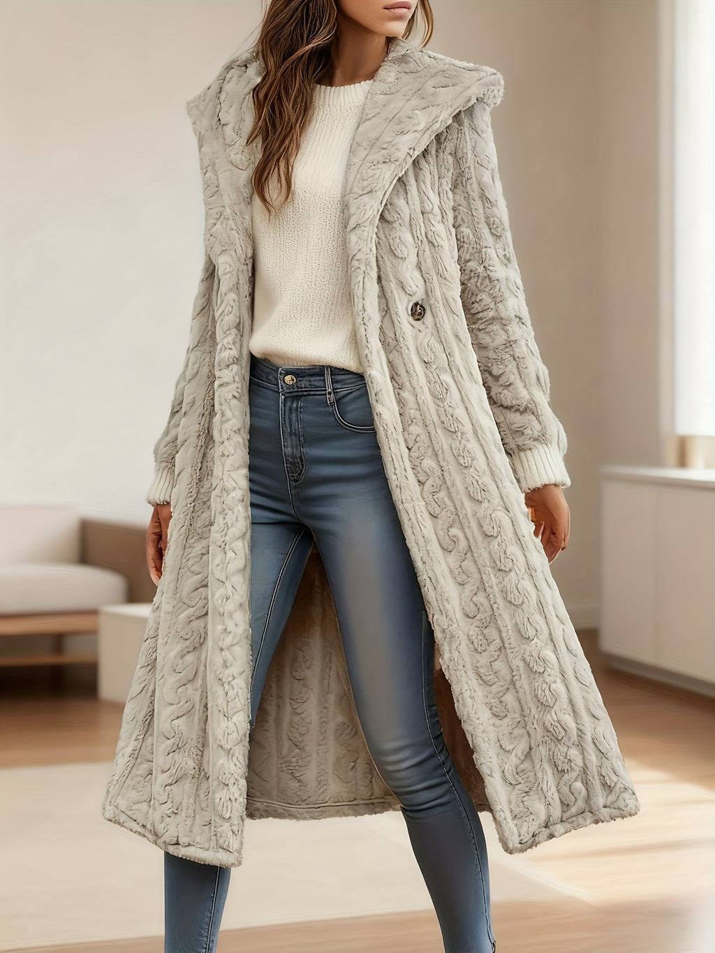Women's Ribbed Knit Longline Cardigan Button-Up Open Front Long Coat Spring Autumn S-L