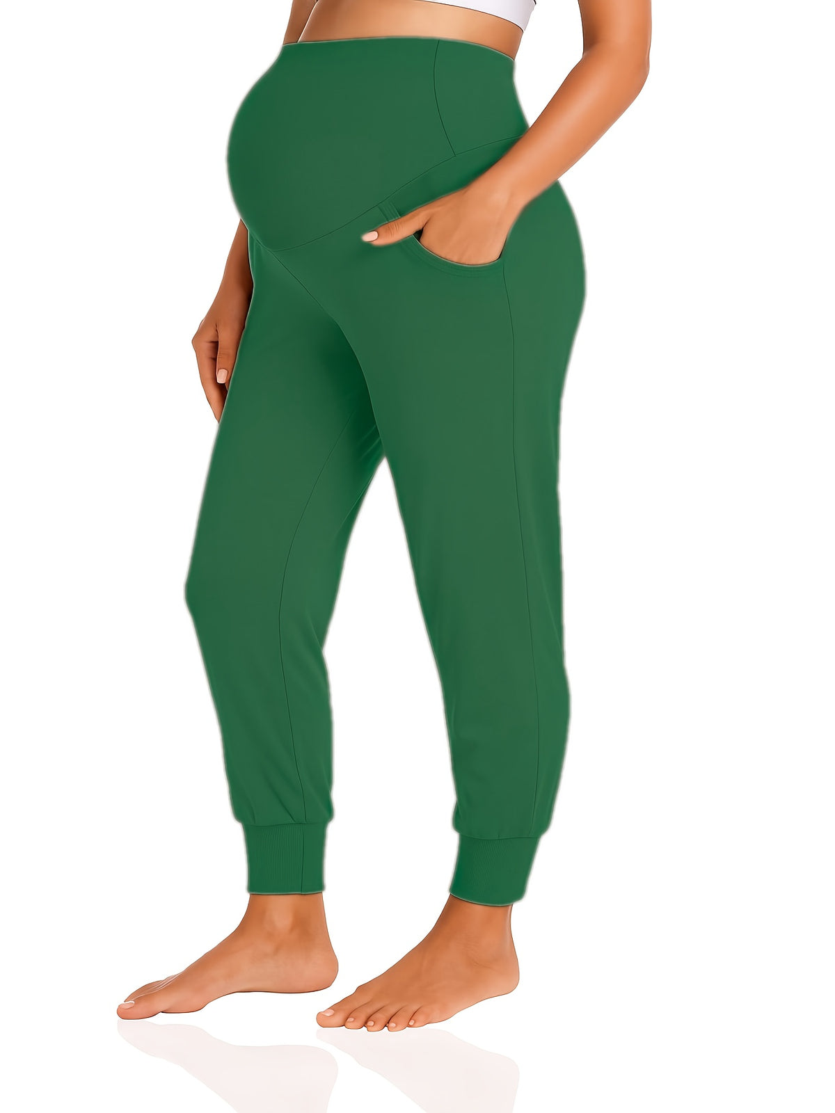 Maternity Pants Women Stretchy Comfortable Lounge Pants High Waist Belly Support Straight Leg Casual Pregnancy Pants with Pockets
