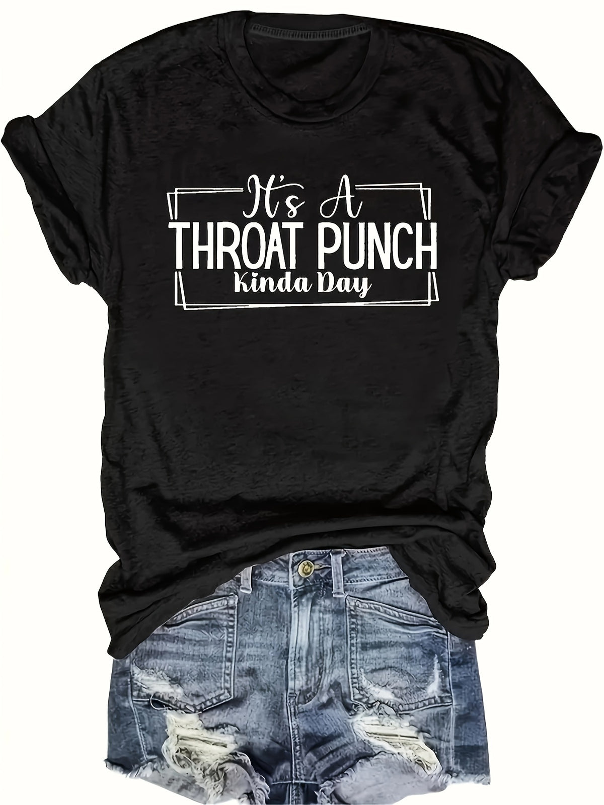 Funny Quote Graphic Tee Women Dark Gray Short Sleeve Crew Neck Casual 180gsm S-XXL