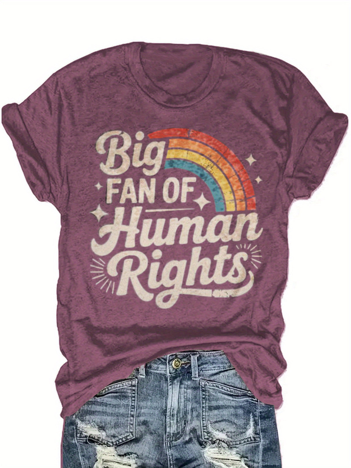 Rainbow Pride Statement Graphic T-Shirt Women Short Sleeve Crew Neck Retro Font Human Rights Street Fashion Casual Tee S-XXL