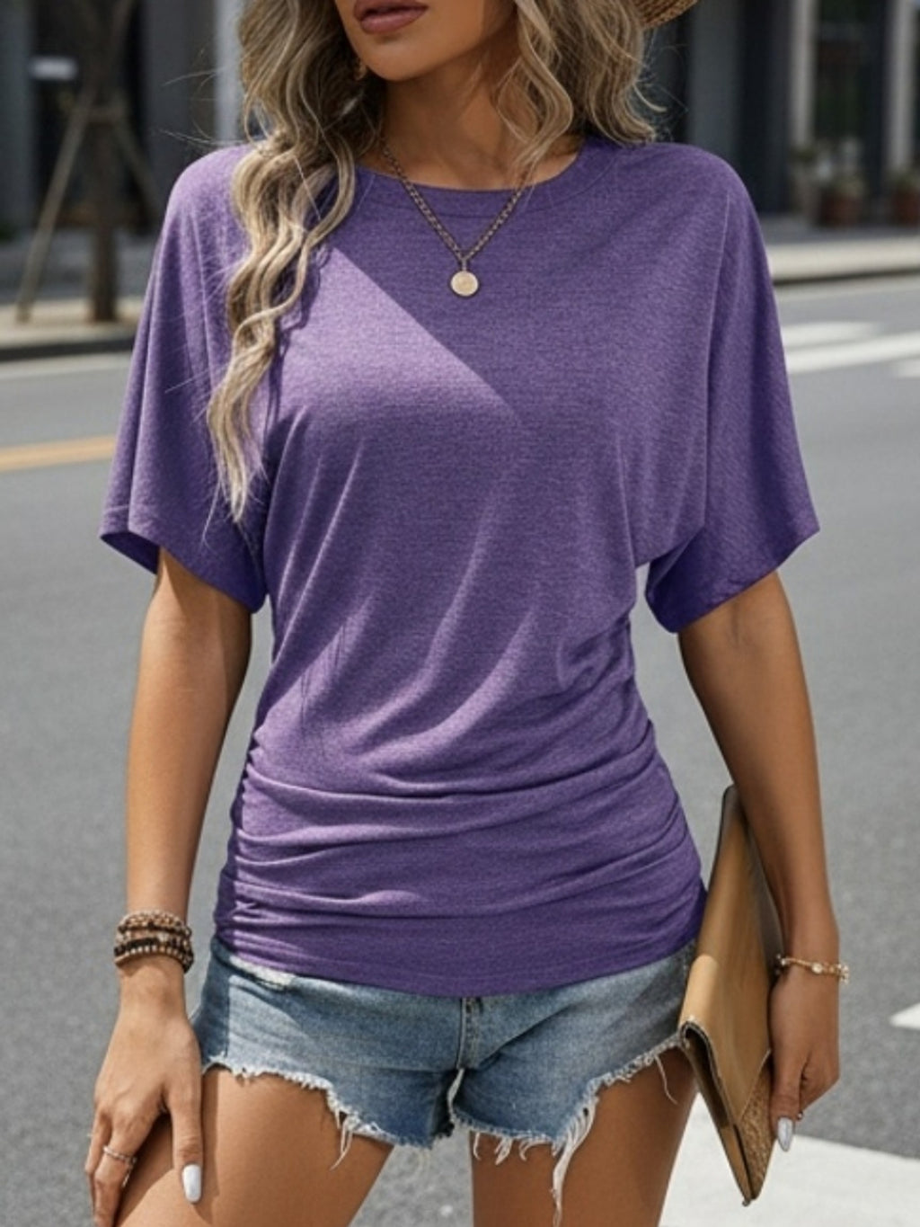 2 Pack Crew Neck T-Shirt Women Short Sleeve Casual Summer Tee Multicolor Set 95% Polyester S