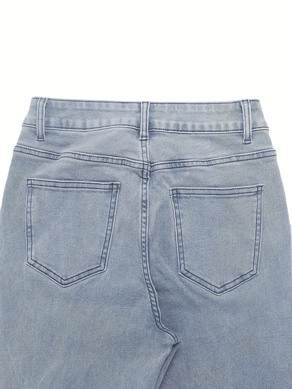 High Waist Stretch Flare Jeans Women Wide Leg Pants with Pockets – Solid Color Street Style, All-Season Comfortable Denim, Machine Washable