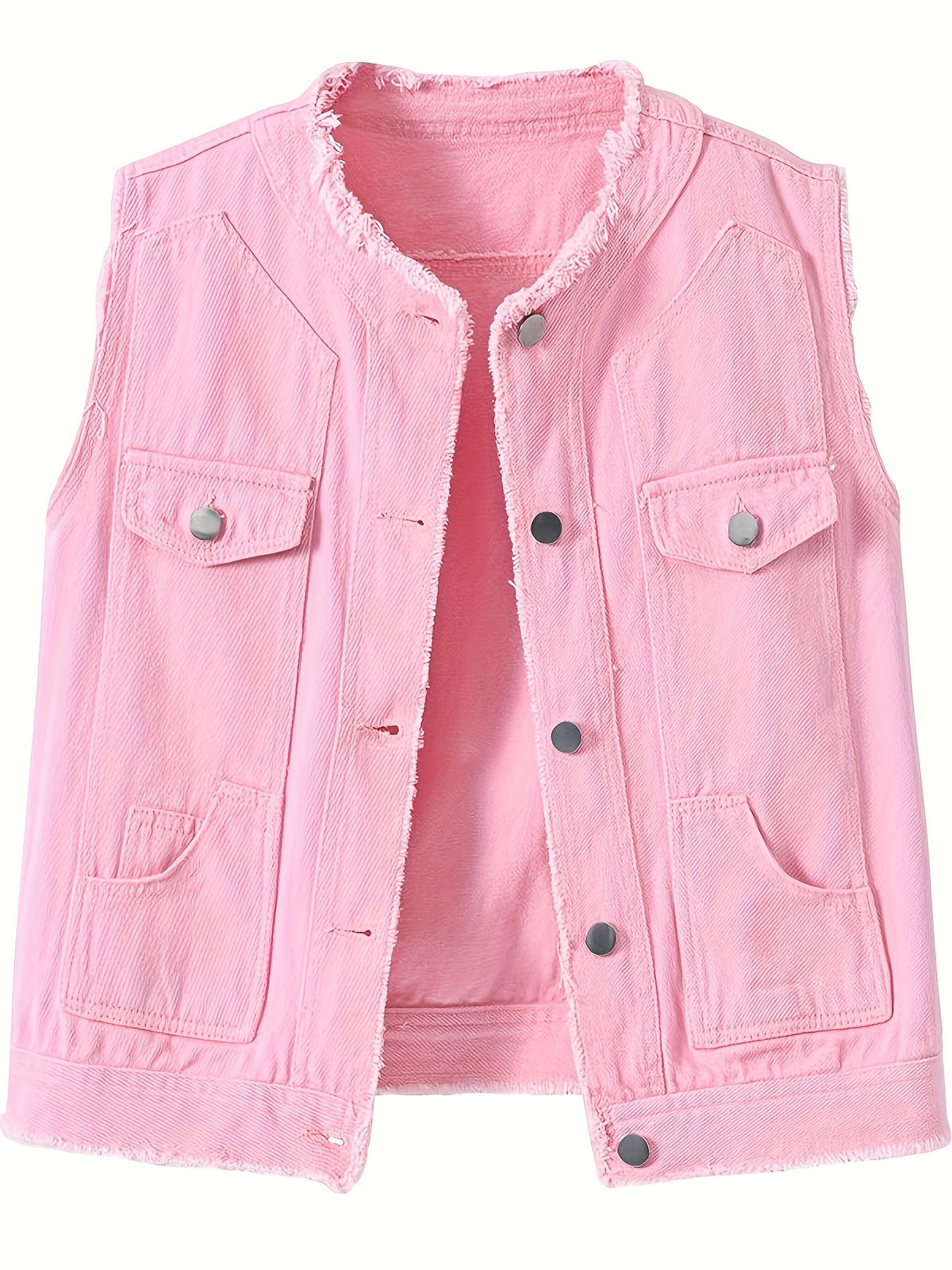 Candy Color Sleeveless Denim Vest Women Button Tassel Jean Waistcoat Collarless Western Style Spring Summer XS-XL