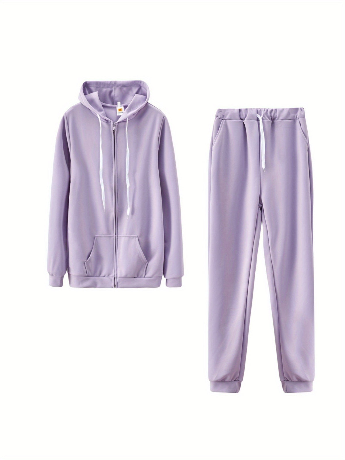 Women's Zip-Up Hoodie Jogger Set 2 Piece Tracksuit Sweatsuit Casual Solid Color Sweatpants Outfit S-XXL