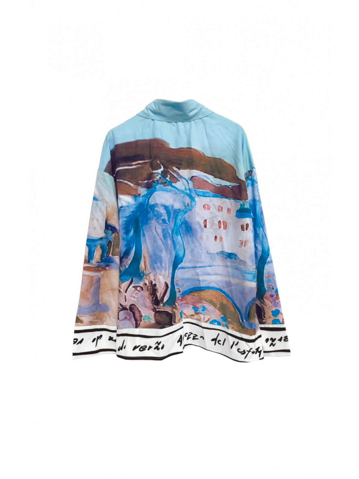Printed Shirt Women Flap Collar Long Sleeve Beach Vacation Top Casual Summer Fashionable