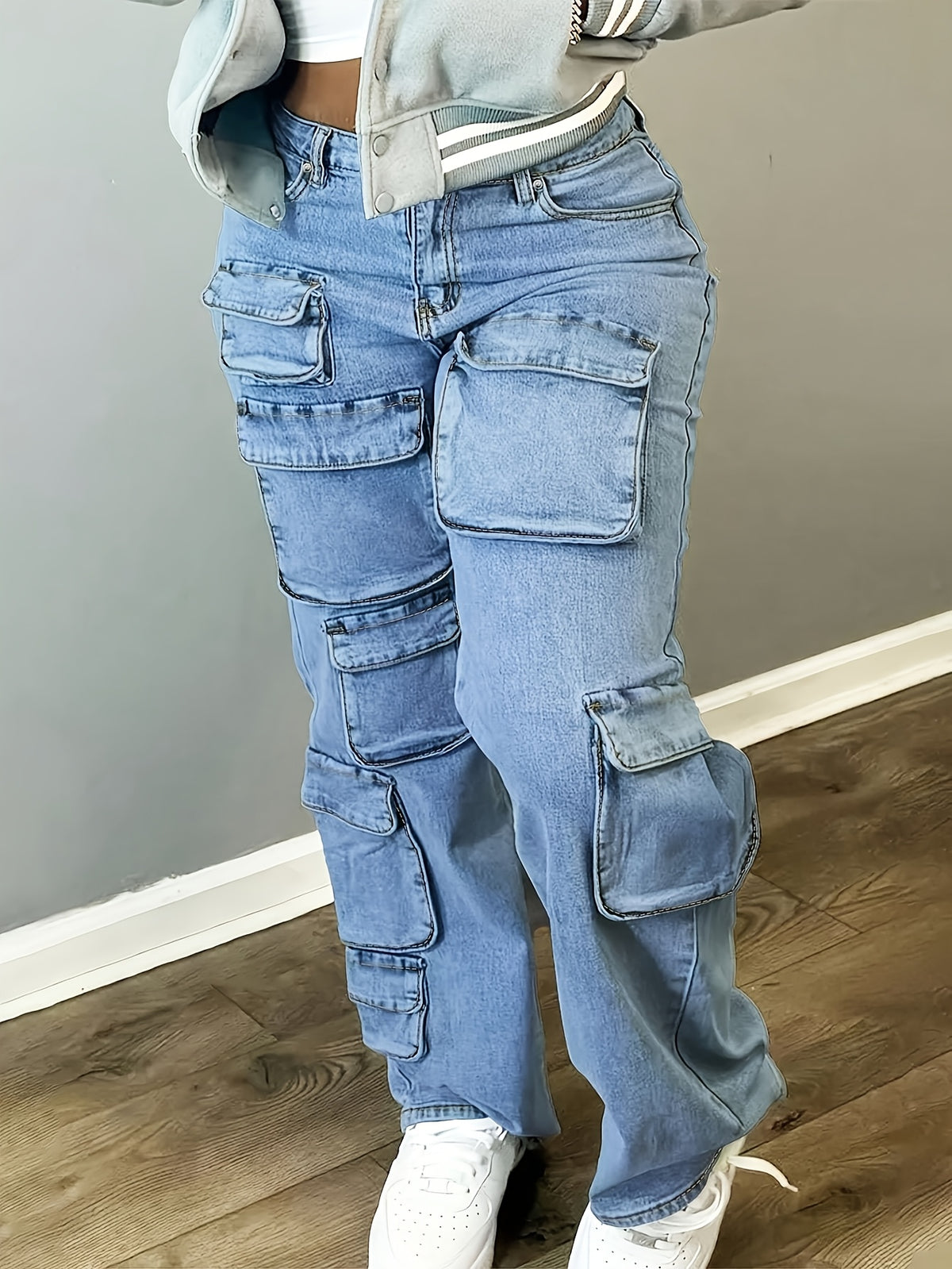 Y2K Wide Leg Denim Pants Women High Waist Loose Retro Street Jeans with Pockets Non-Stretch Comfortable Daily Casual Dark Blue Medium Blue Light Blue S-XL