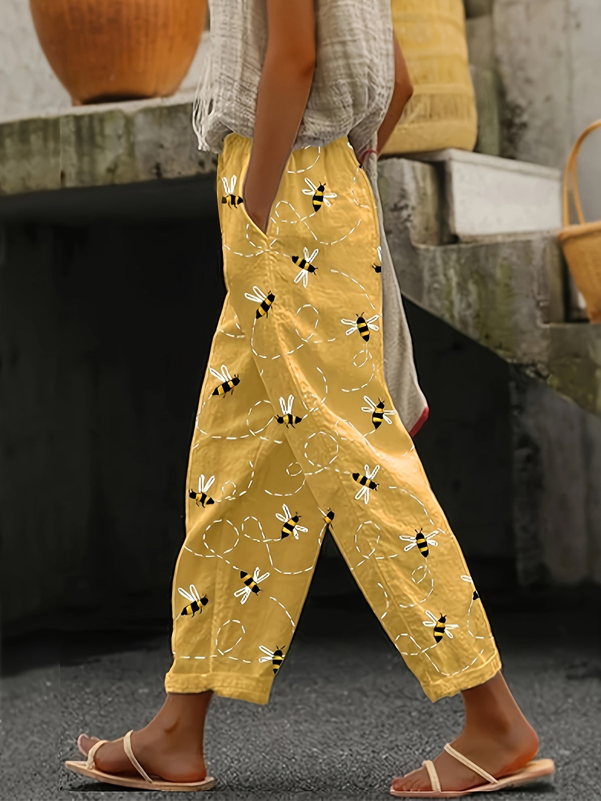Geometric Print Pants Women Casual Stylish European American Fashion Trendy Straight Leg Trousers Chic Everyday Bottoms S-XXL