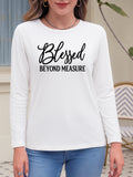 Women Long Sleeve Graphic Top Faith Letter Print Soft Breathable Machine Washable S-XXL