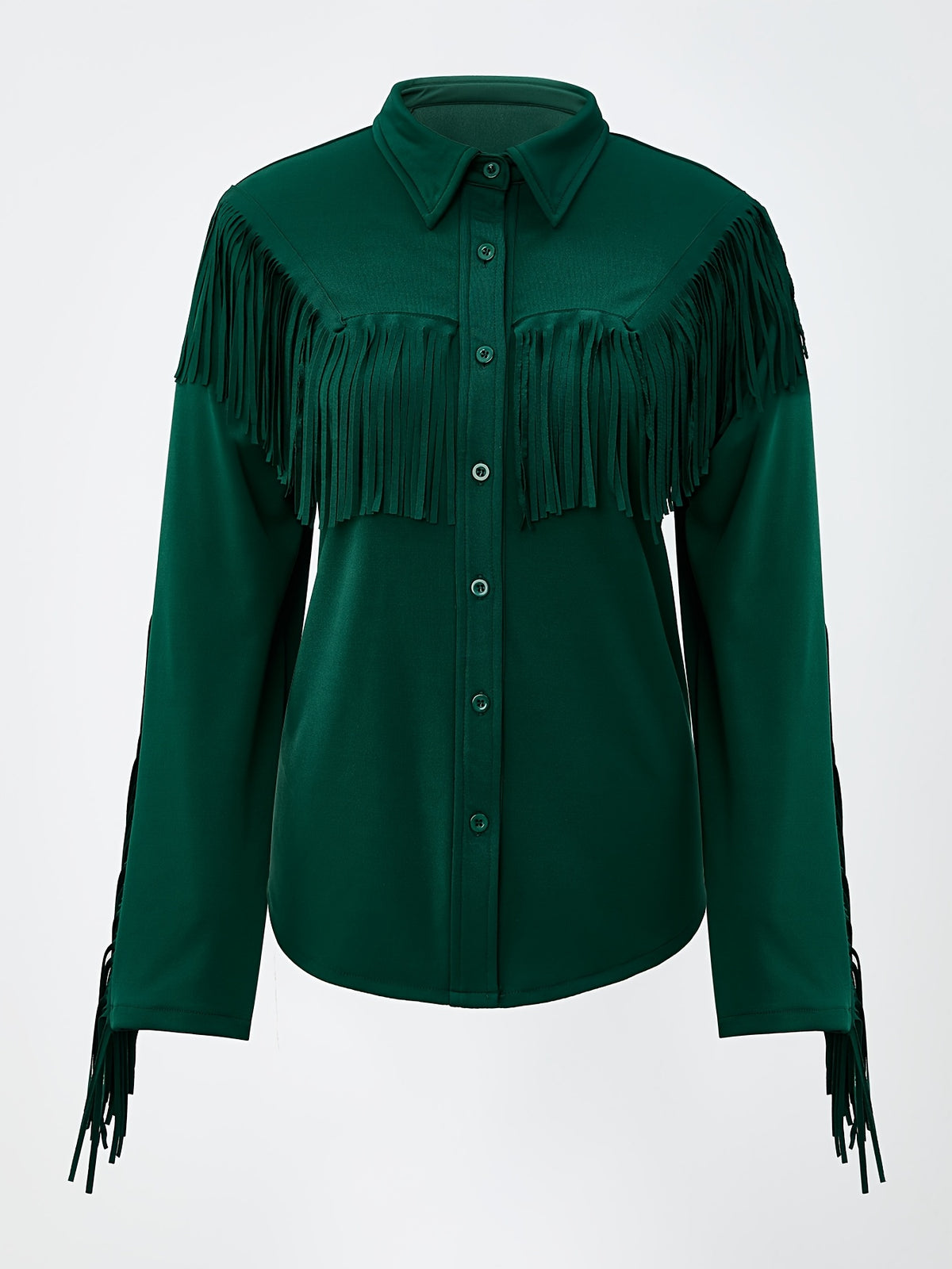 Women Vintage Fringe Lapel Button Blouse Long Sleeve Elegant Minimalist Shirt Chic Office Casual Top Spring Fall Women's Clothing