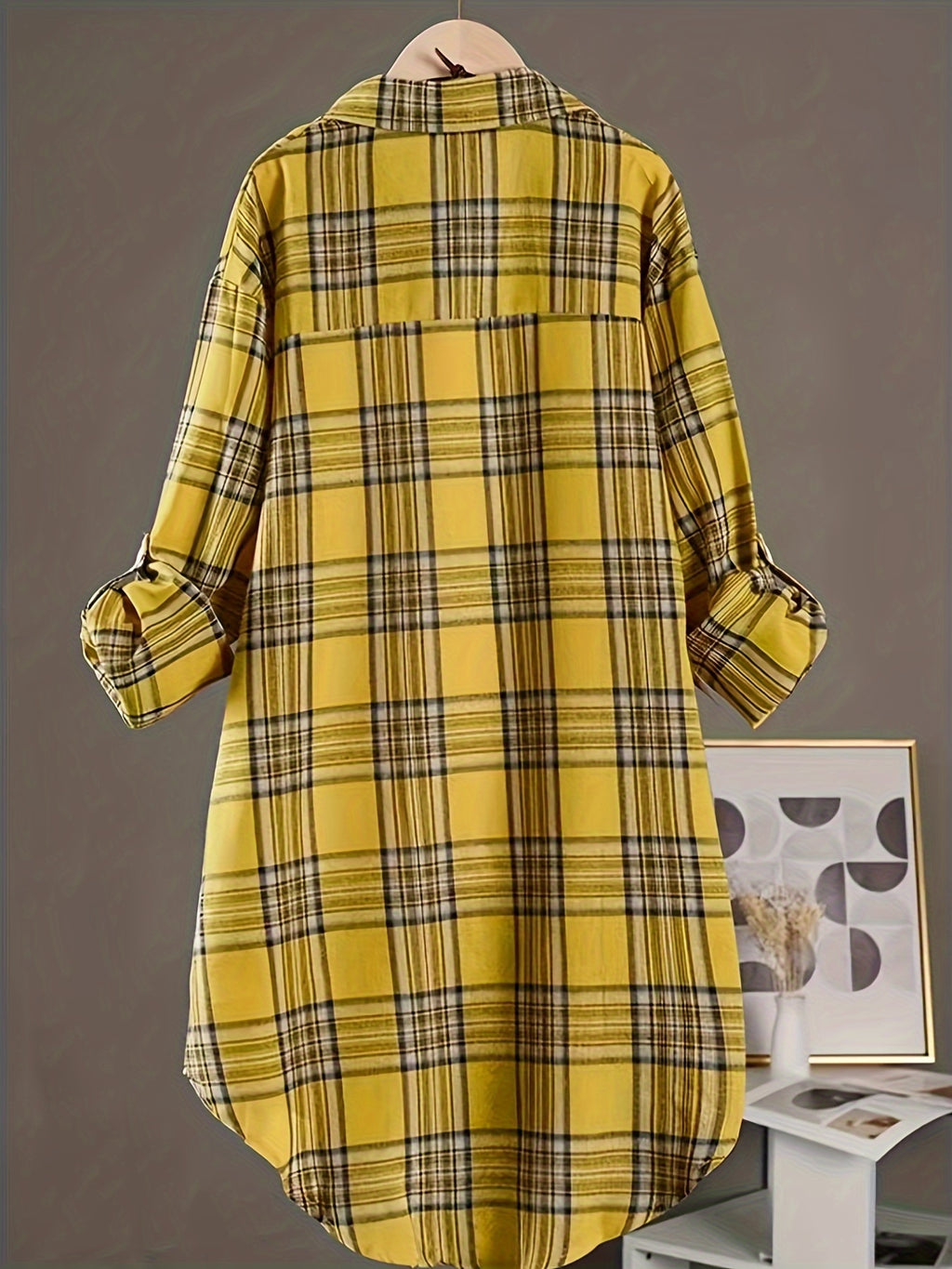 Women's Plaid Shirt Loose Fit Mid-Length All Season Casual Daily Wear Commute Holiday Outing Top