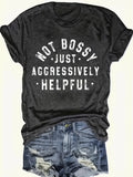 Letter Print Crew Neck T-Shirt Women Short Sleeve Casual Top | Alphabet Graphic Tee Spring Summer