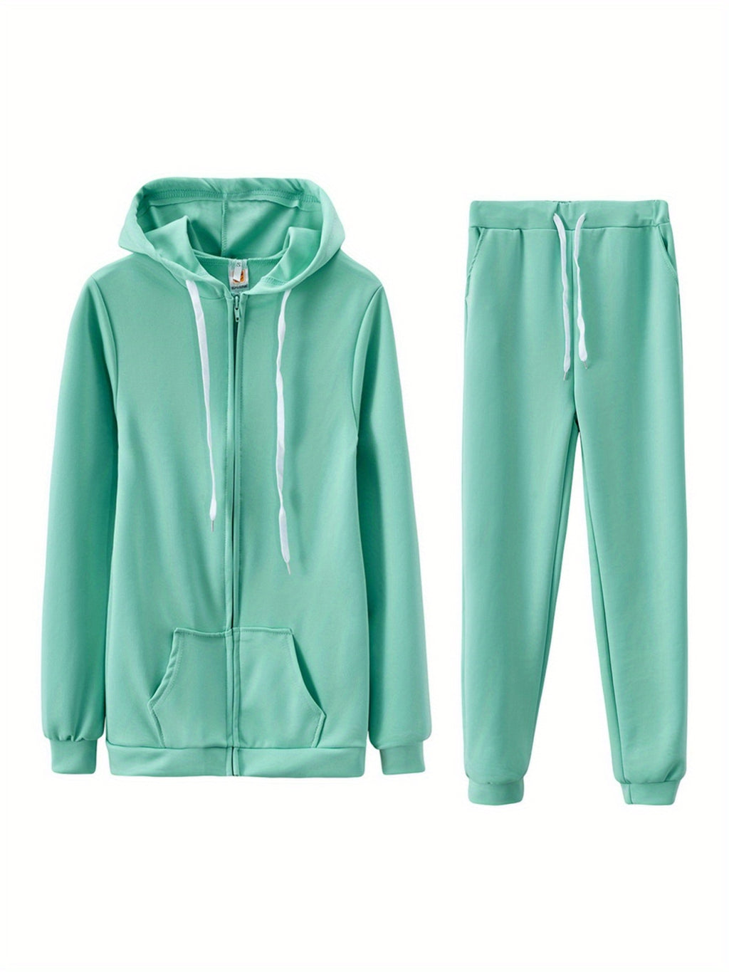Women's Zip-Up Hoodie Jogger Set 2 Piece Tracksuit Sweatsuit Casual Solid Color Sweatpants Outfit S-XXL