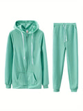 Women's Zip-Up Hoodie Jogger Set 2 Piece Tracksuit Sweatsuit Casual Solid Color Sweatpants Outfit S-XXL