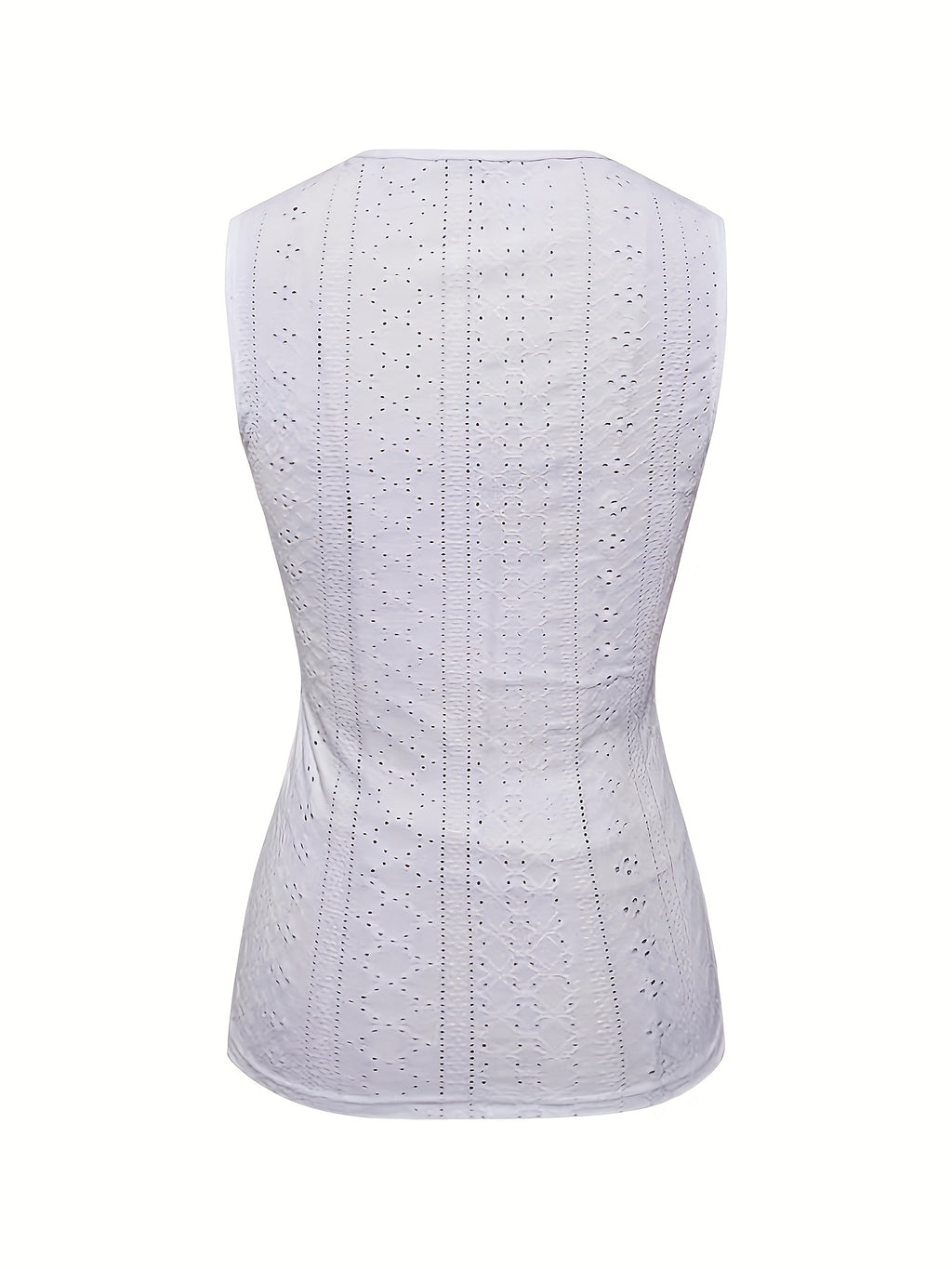 Women's V Neck Eyelet Embroidery Tank Top Lace Blouse Sleeveless Ruched Summer Top Boho Button Side Wrap Front Shirt Slim Fit Flattering Daily Beach Office Vacation