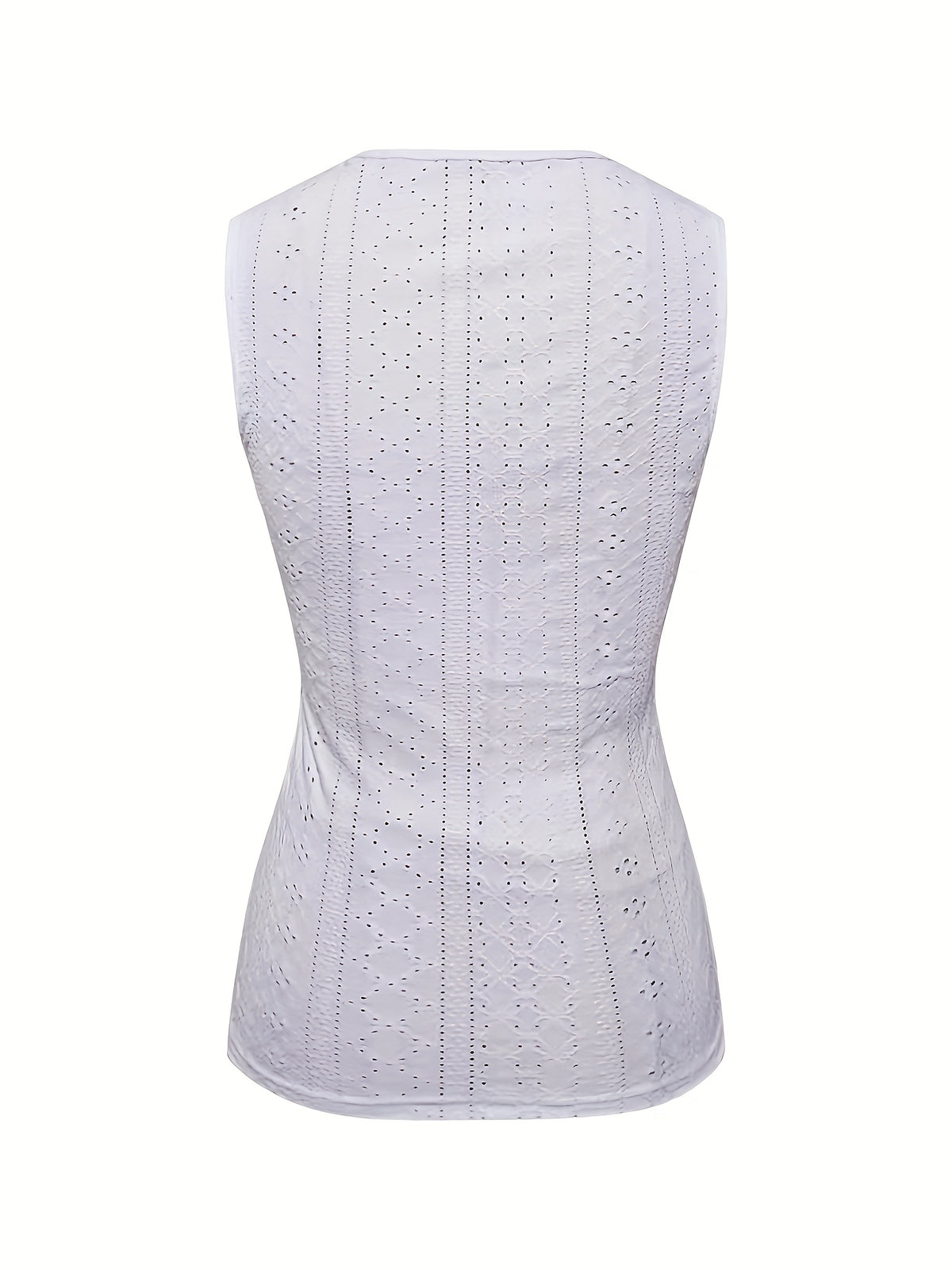 Women's V Neck Eyelet Embroidery Tank Top Lace Blouse Sleeveless Ruched Summer Top Boho Button Side Wrap Front Shirt Slim Fit Flattering Daily Beach Office Vacation