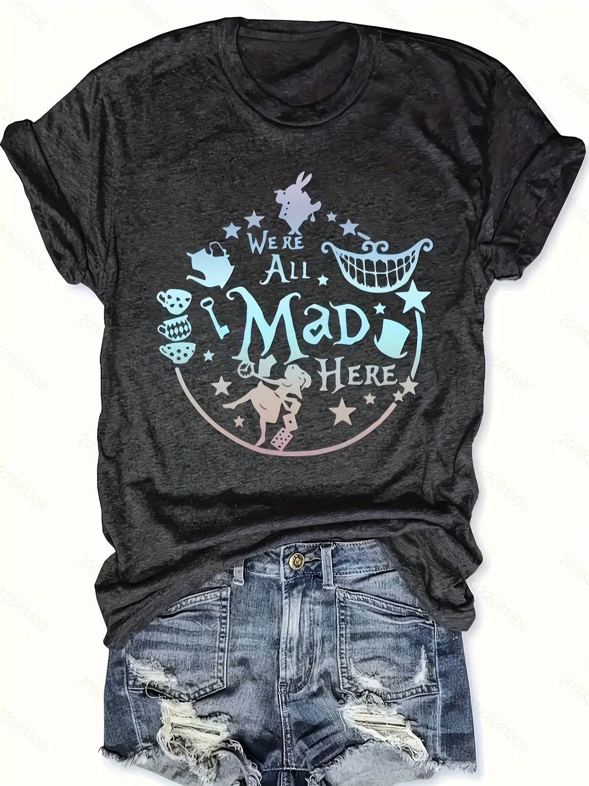 Graphic Print T-Shirt Women Casual Short Sleeve Crew Neck Letter Print Top Lightweight Stretchy Spring Summer Tee S-XXL