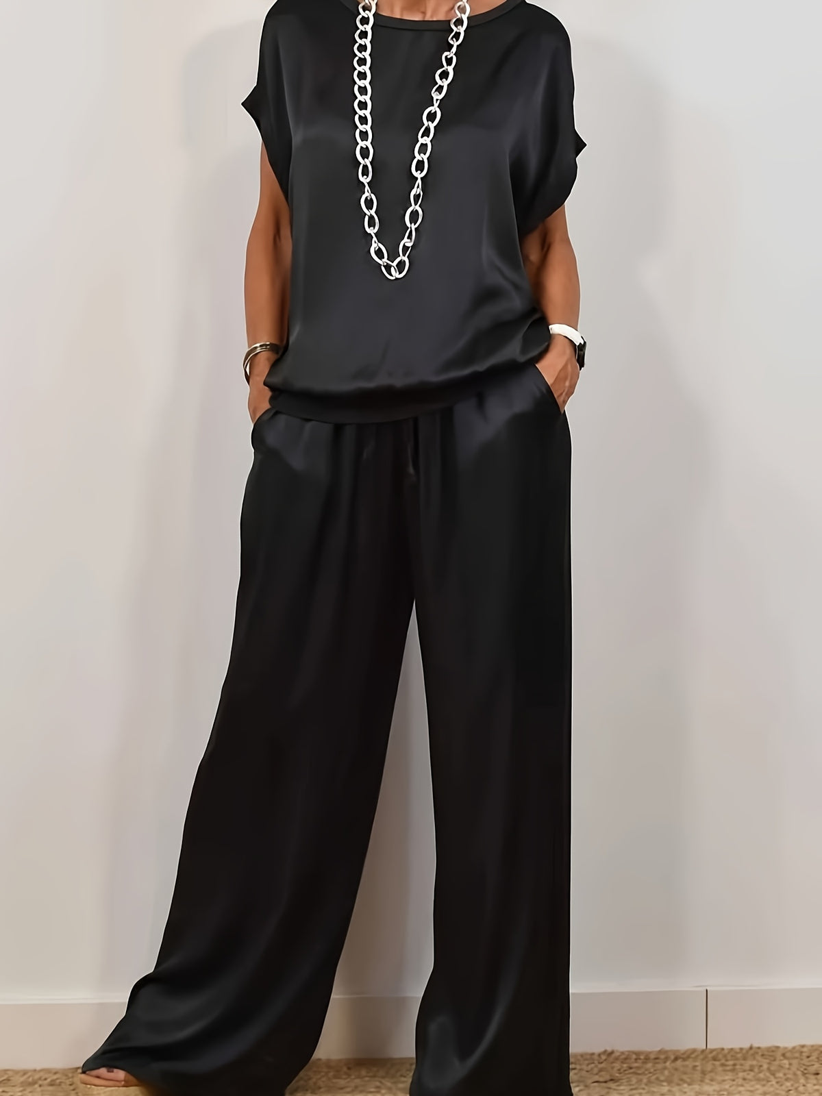 Women's 2 Piece Set Loose Shirt and Wide Leg Pants Casual Trendy Matching Outfit Spring Summer Comfortable Fashion Set