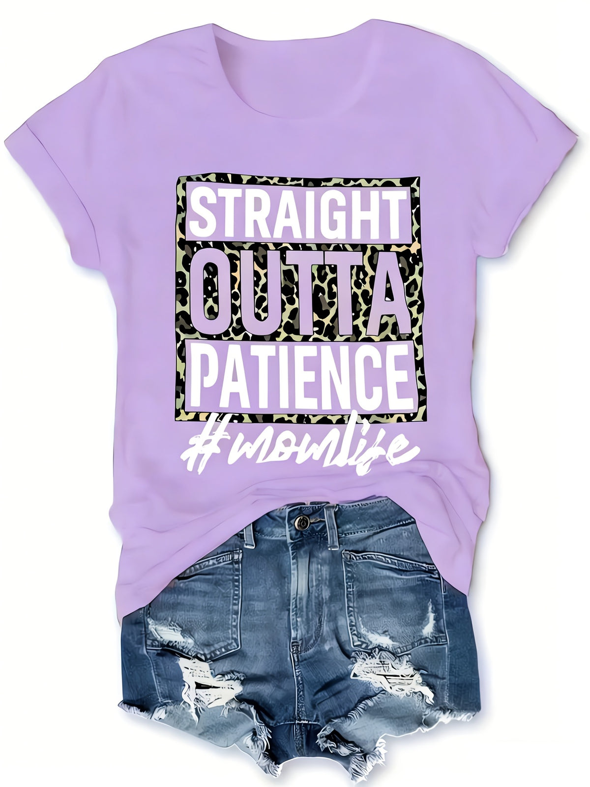 Patience Is Worn Out Slogan T-Shirt Women Crew Neck Short Sleeve Geometric Print Casual Graphic Tee Polyester Mid Stretch All Season Funny Statement Top S-XXL