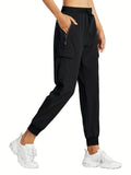 Women's Cargo Jogger Hiking Pants UPF 50+ Lightweight Quick Dry Outdoor Pants with Zippered Pockets - Drawstring Waist All Season