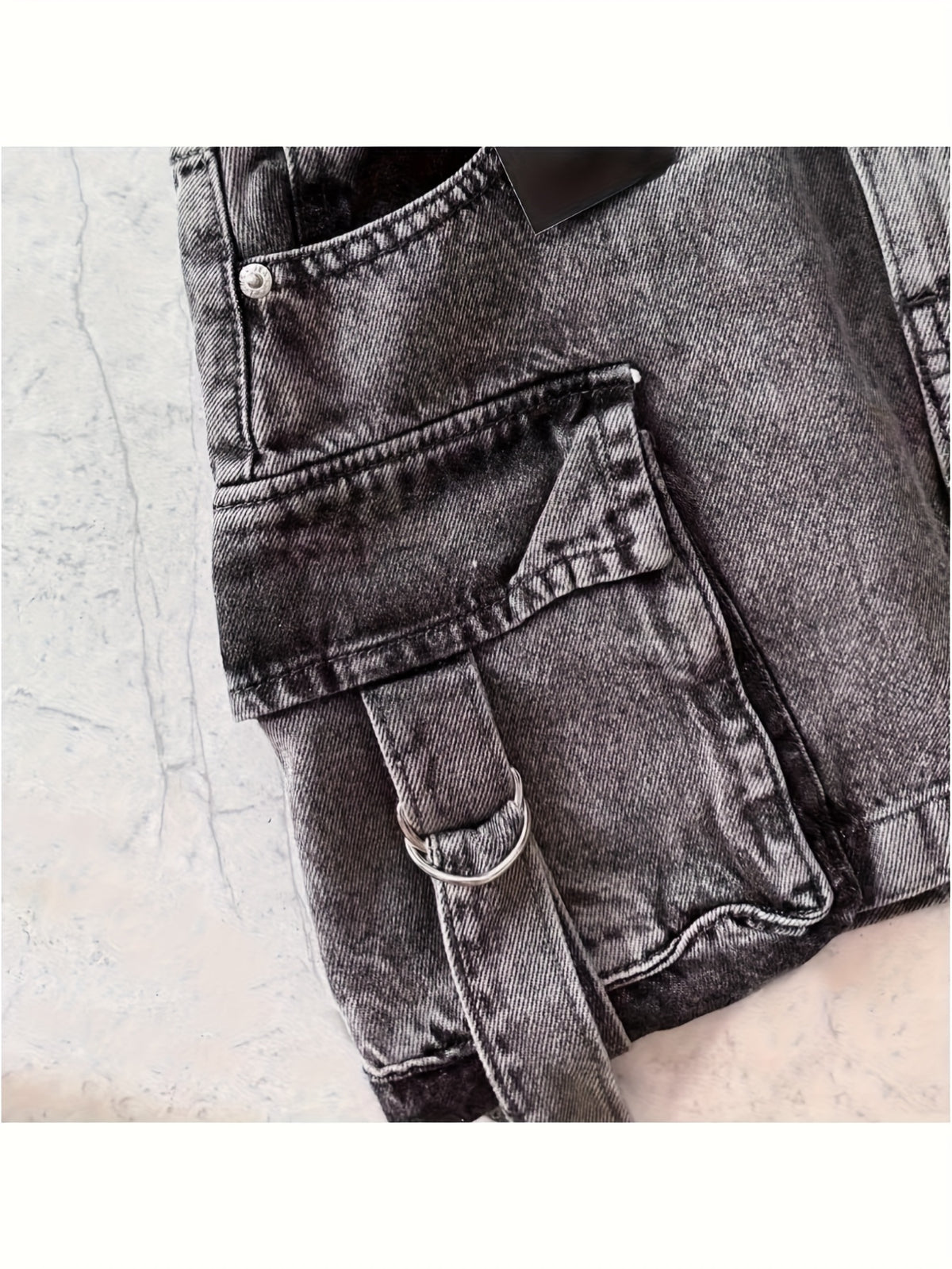 Y2K Black Denim Mini Skirt Women High Waist Goth Harajuku Stretch Multi-Pocket Streetwear Biker Aesthetic Spring Summer Fall