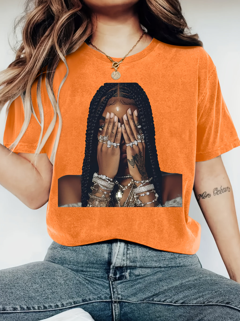 Fashionable Print Crew Neck T-Shirt for Women - Lightweight Breathable Polyester Casual Short Sleeve Tee Spring Summer Everyday Wear