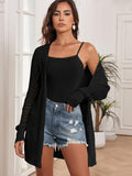 Women's Crochet Cardigan Kimono Long Sleeve Lace Up Front Lightweight Open Front Sweater Layering Top Spring Fall Beach Cover Up