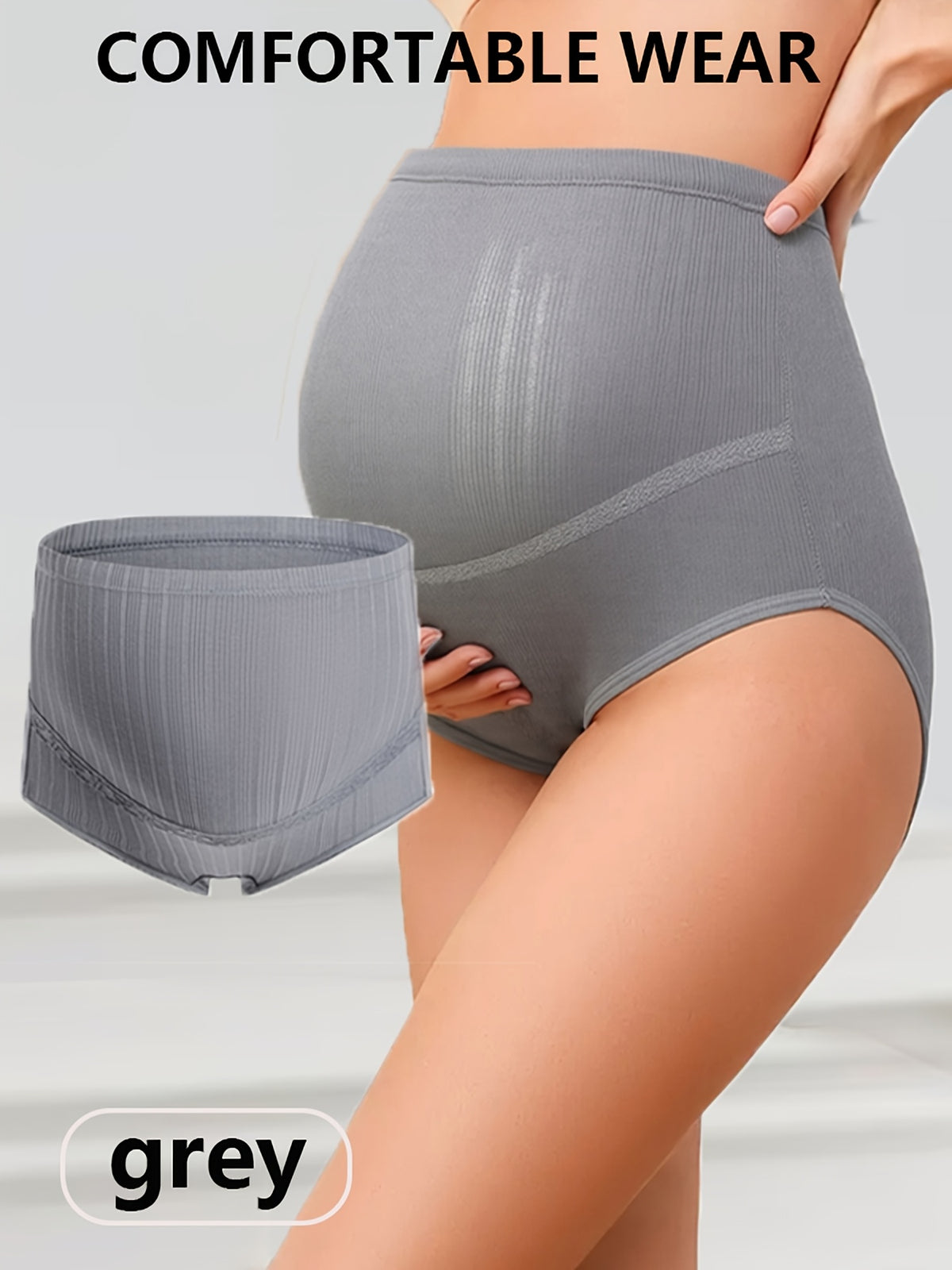 Maternity Underwear Set 4 Pack Women Seamless Lace Trim Mid Rise Pregnancy Panties Soft Stretch Comfortable Briefs