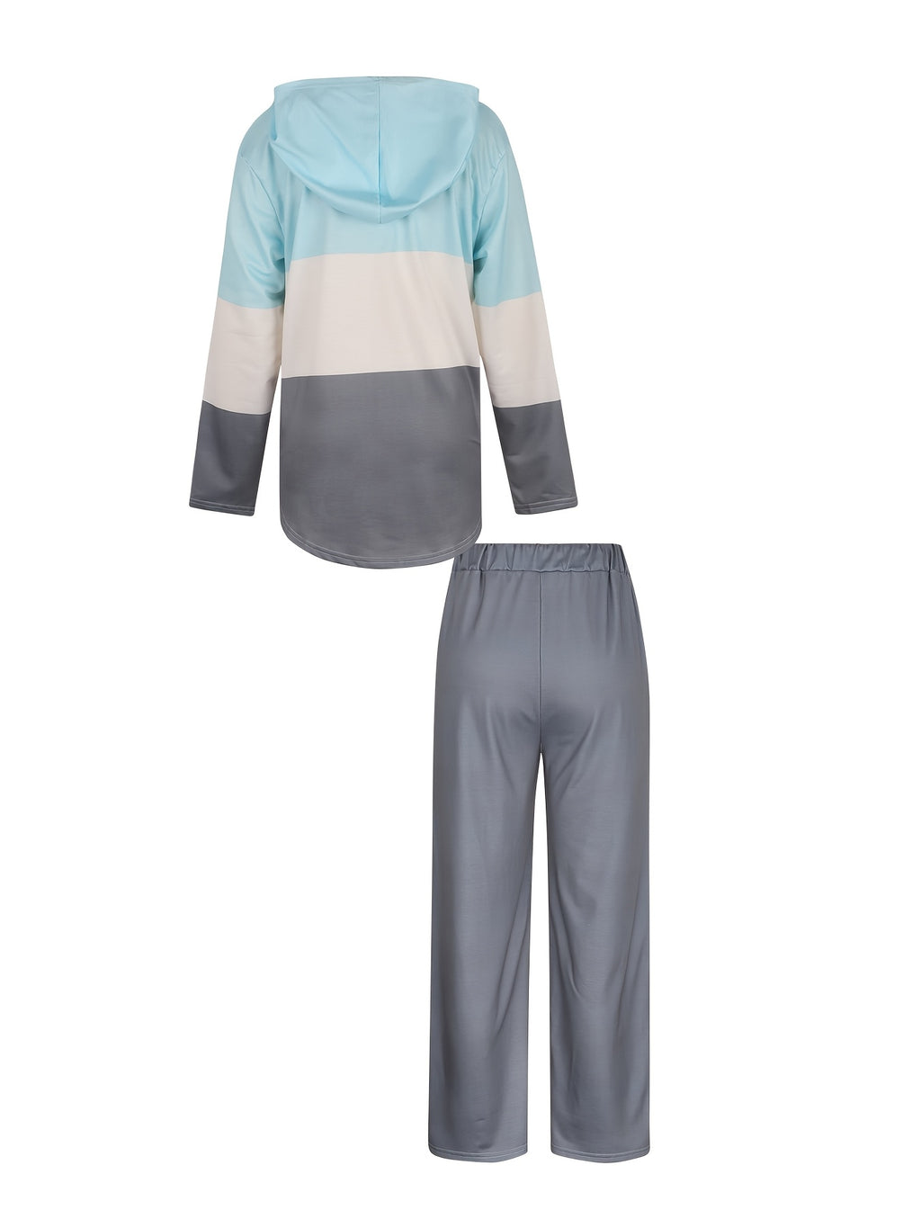 Color Block Hooded Cardigan Wide Leg Pants Lounge Set Women Casual Home Weekend Tracksuit Outfit S-XXL