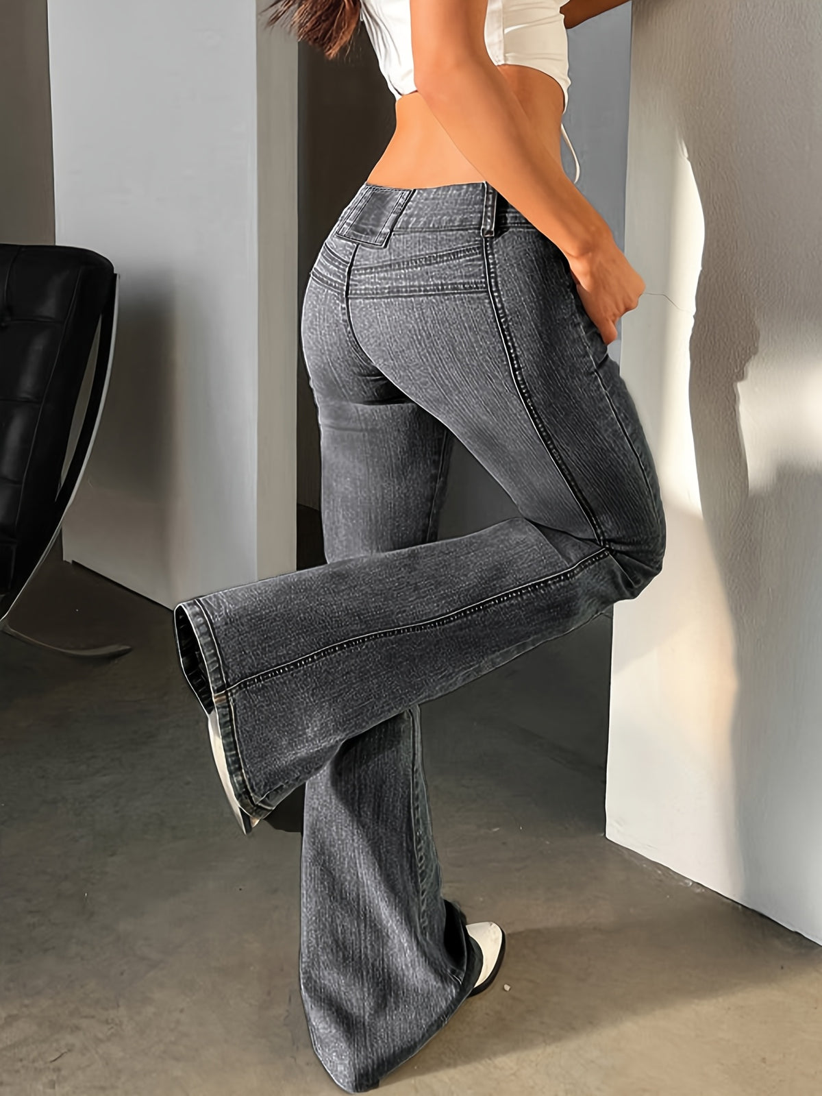 Multicolor Retro Low-Waisted Flared Jeans for Women Y2K Wide-Leg Trousers Slim Elastic Street Style XS-XXL