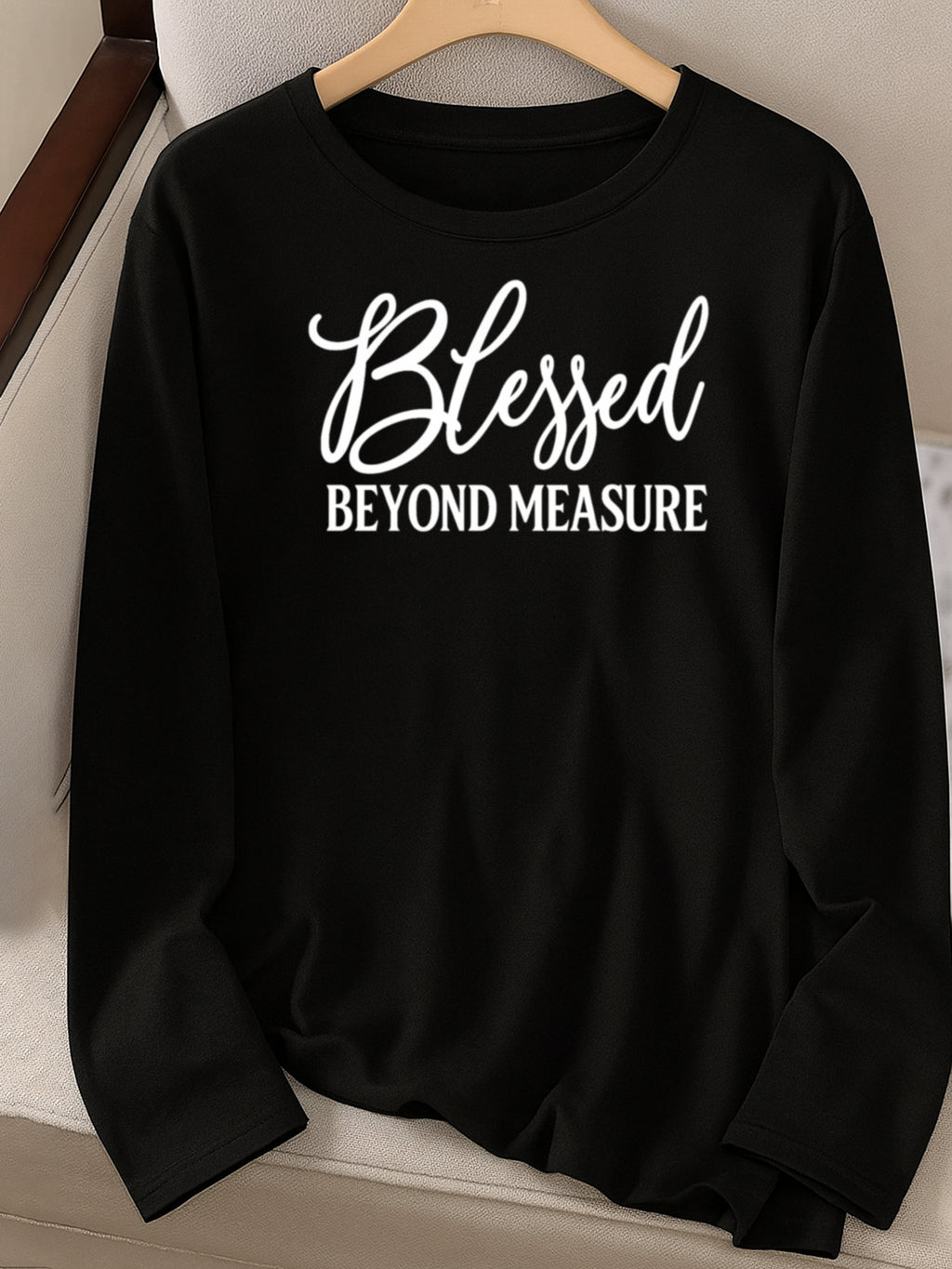 Women Long Sleeve Graphic Top Faith Letter Print Soft Breathable Machine Washable S-XXL