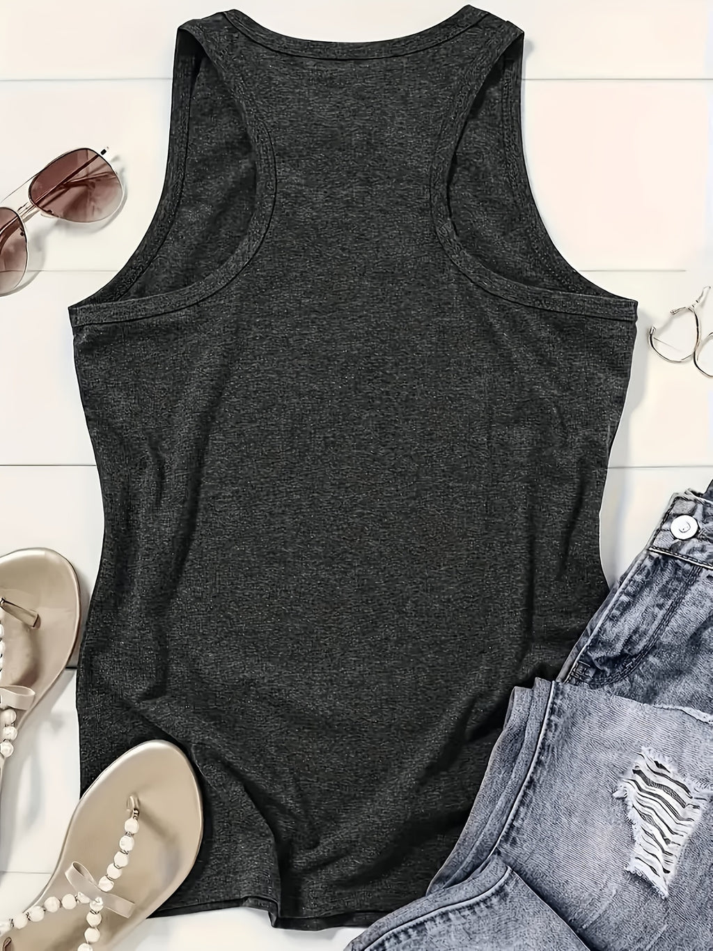 Texas Outline Print Sleeveless Tank Top for Women - Loose Casual Breathable Round Neck T-Shirt Vest, Lightweight Machine Washable Summer Top for Outdoor & Everyday Wear