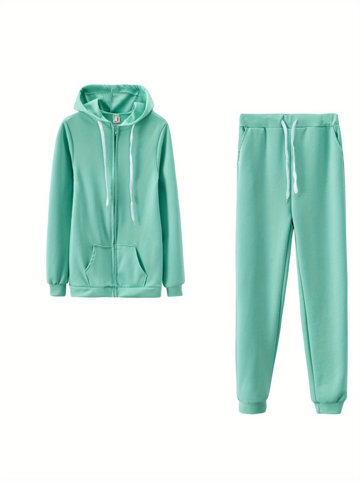 Women's Zip-Up Hoodie Jogger Set 2 Piece Tracksuit Sweatsuit Casual Solid Color Sweatpants Outfit S-XXL